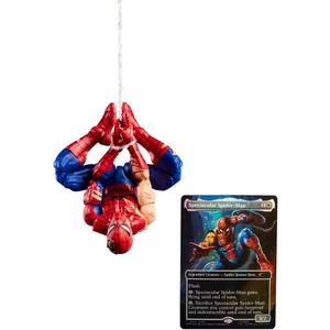 Spider-Man Marvel Legends Series Magic: The Gathering Battle-Damaged, 6-Inch Action Figure Toy & Exclusive Foil Collectible Card Game Trading Card