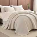 Sanracie Oversized Cal King Bedspread 128"*120" for Extra Bed, 3pcs 100% Cotton Quilt Wheat Colored Ultra Large Wide Oversized King Plus Coverlet Thin Comforter Ultra Soft and Cozy