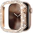 6 x Surace Bling Bumper Case Compatible with Apple Watch Series 11 Series 10 42mm Case, Crystal Diamond Rhinestone Protective Face Cover for iWatch 10/11 42mm, Rose Gold