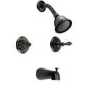 Designers Impressions 654752 Oil Rubbed Bronze Tub Shower Combo Faucet - Two Handle Mixer Design and Multi-Setting Shower Head - Convertible
