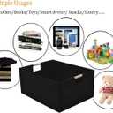 xianshengle Fabric Storage Basket for Shelves, Collapsible Storage Bins with wood Handles, Rectangle Closet Baskets, Wardrobe Organiser, for Sorting Clothes, Family Items (Black) (2)