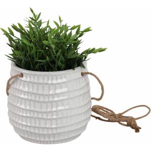 Sagebrook Home Ceramic 6" Dimpled Hanging Planter, Beige