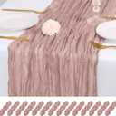 14 Pack Dusty Pink Cheesecloth Table Runner 17x108 Inch Semi Sheer Boho Gauze Cheese Cloth Fabric Table Runners, for Wedding Party Baby Shower Birthday Home Decor Garden Farmhouse