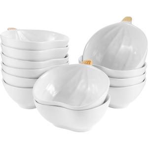 Kolewo4ever 12 Pieces Thanksgiving Bowls Ceramic Pumpkin Bowl 6 Ounces Ramekins Small Pumpkin Shaped Bowls Dinnerware Decoration for Fall Thanksgiving Serving Dip, Sauce,Condiments,Snack (Ivory White)