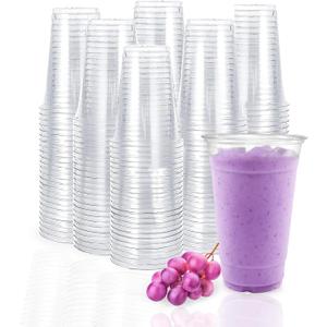 TashiBox plastic cups [24 oz 100cups],Clear Crystal disposable plastic cups,smoothie cups