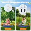 Trekassy 45" 750lbs Spider Web Tree Swing for Kids & Adults, Outdoor Steel Frame Saucer Net Swing with Swivel, Adjustable Ropes + 2 Tree Hanging Straps - Rainbow (Patented)