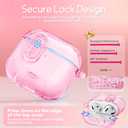 Clear Case for AirPods 4 Case Cover with Safety Lock,Soft TPU Cover with Phone Stand & Cleaning Kit,Cute Bling Keychain for Women Girls-Clear Pink