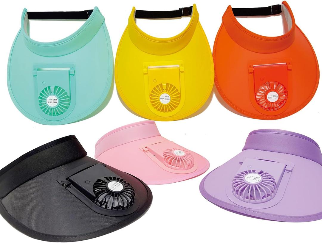 Sun Visors Hat with Fan for Women - Fan Visor Hat - Three-Speed Adjustment and Large Area Sun Protection (5-8, Pink)