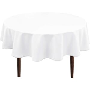 Hiasan White Round Tablecloth 90 Inch - Waterproof Stain Resistant Spillproof Polyester Fabric Table Cloth for Dining Room Kitchen Party