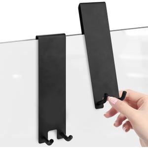 Linkidea 2 Pack Over Door Hook, 7" Stainless Steel Extend Hook for Shower, Bathroom Hanger with Non-Slip Sponge Pad for Frameless Glass Doors (Black) Linkidea 2 Pack Over Door Hook, 7" Stainless Steel Extend Hook for Shower, Bathroom Hanger with Non-Slip Sponge Pad for Frameless Glass Doors (Black)