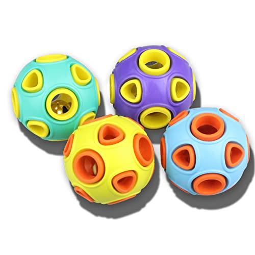 SCHITEC Dog Balls with Bell Sound, [3 Pack] Rubber Bouncy Fetch Ball for Puppies Small Dogs, 2” Interactive Pet Chew Toys