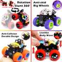 CozyBomB Friction Powered Monster Trucks Toys for Boys/Girls - Push and Go Car Truck Playset, Inertia Vehicle, Kids Birthday Christmas Party Supplies Gift 3 Years Old (Purple, Red, Orange, Green) (4-packs)