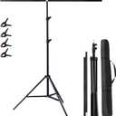Meking 5x6.5ft Adjustable T-Shaped Backdrop Stand with Carry Bag and 4 Heavy Duty Clamps, Small Backdrop Holder Foldable T-Shape Background Support Stand