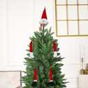 Snowman Christmas Tree Topper: Snowman christmas tree hugger with Red Hat & Scarf - Xmas Decoration with Wreath Rope for Indoor Decorations Holiday Winter Wonderland Party Supplies(5 Pieces)