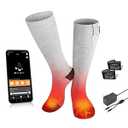 S SAVIOR HEAT Heated Socks for Men Women, App Control Rechargeable Battery Electric Ski Socks, 3 Heat Levels Washable Thermal for Snowboarding, Hunting, Work, Hiking, Biking (Small)