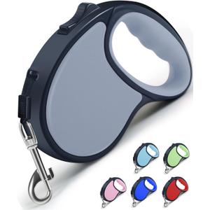 Retractable Dog Leash,[Strong Nylon Tape][One-Handed One Button Lock] for Small Medium Dogs and Cats,16ft Pet Walking Leash with 360Tangle-Free Design,Anti-Slip Handle,Gift Package (Grey)
