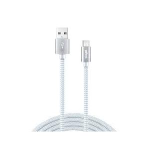 Cell Candy - Braided Charge & Charge Sync Cable - Micro-USB - 10 Foot - Silver