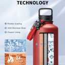 Trebo Water Bottle 64oz with Paracord Handle, Half Gallon Large Vacuum Triple Wall Stainless Steel Insulated Water Jug with Holder Strap Straw Spout Lids, Leakproof Keep Cold & Hot, Red