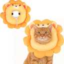 EXPAWLORER Cat Cone Collar Soft, Cat Recovery E Collar After Surgery to Stop Licking, Adjustable Waterproof Neck Elizabethan Pet Kitten Puppy Donut Pillow for Cats Wound Healing, Lion