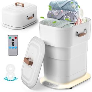 MFTEK 27L Towel Warmer for Bathroom, Foldable Heated Towel Warmers Bucket, Spa-Like Towel Heater with Timer, Auto Shut Off, Ambient Light, Fits Large Towels, Blankets, Bathrobes, Great Gift Idea