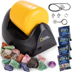 National Geographic Starter Rock Tumbler Kit - Durable Leak-Proof Rock Polisher - Complete Rock Tumbling Kit with 4-Stage Silicon Carbide Grit - Geology Hobby, Rocks & Crystals