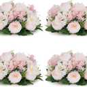 Flower Balls for Centerpieces Wedding Rose - 4 Pcs Artificial Centerpieces Flower, Small Rose Balls for Centerpieces, Fake Flower Ball Arrangement Bouquet for Party, Anniversary, Home, Pink & Purple