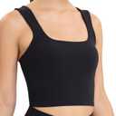 Chilylori Square Neck Sports Bra Racerback Workout Tops for Women Y Back Sports Bra Crop Top Medium Support Padded Crop Tank Longline Workout Tank Yoga Black XL