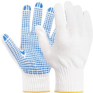 12 Pairs Cotton Work Gloves with Grip Dots, Anti-Slip PVC Dotted Knit Safety Gloves for Construction, Warehouse, Gardening