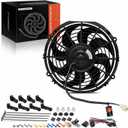 A-Premium 10'' 10 inch Electric Radiator Fan 900 m/h, 12V 80W with Thermostat Wiring Switch Relay Kit