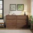Garvee 8 Drawer Dresser for Bedroom, 54" Wide Modern Dressers & Chest of Drawers with Large Storage, Wooden Dresser Organizer Closet for Living Room, Entryway, Nursery, Walnut, 15.9"D x 54"W x 32"H