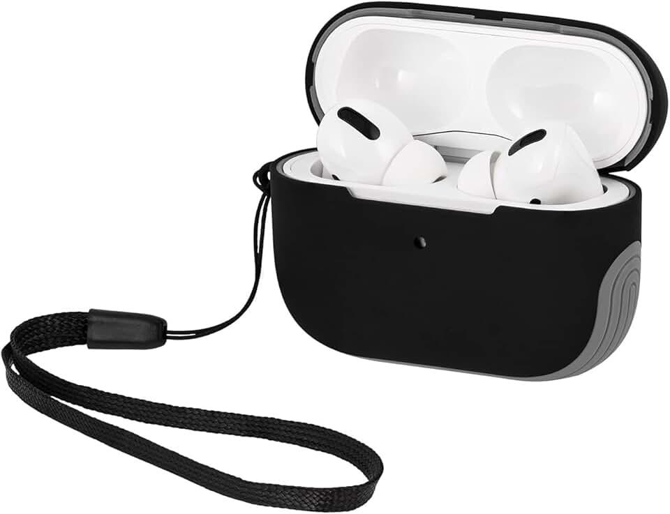 WITHit Sport Cover Compatible with Apple AirPods Pro, Soft, Durable Silicone and Hard Protective Shell, Protective Earbud Cover – Wireless Charging Compatible AirPod Pro Case (Black/Grey)