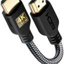 PowerBear 4K HDMI Cable 0.5 ft | Short Hdmi Cable, Braided Nylon & Gold Connectors, 4K @ 60Hz, Ultra HD, 2K, 1080P, ARC & CL3 Rated | for Laptop, Monitor, PS5, PS4, Xbox One, Fire TV, Apple TV & More