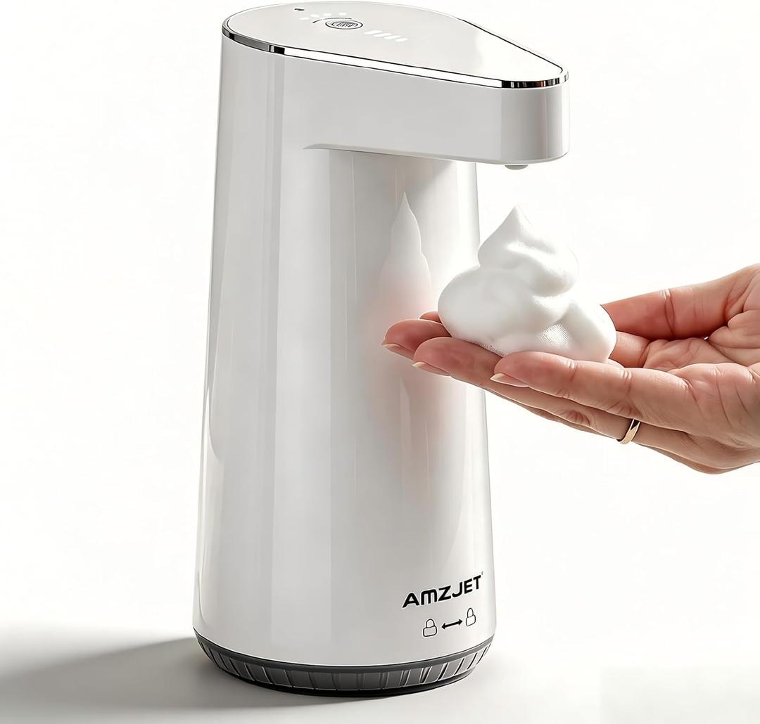 2026 Patent Edition Automatic Soap Dispenser Touchless, 300ml Hand Soap Dispenser with 4 Adjustable Foam Levels, IPX5 Waterproof Rechargeable Foaming Soap Dispenser for Kitchen & Bathroom