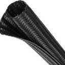 Split Wire Loom Tubing, Cable Protector Sleeve, Braided Cable Management for TV/Computer/Home Theater/Engine Bay, Cord Protectors from Pets No Chew (Black, 1/8"-10ft)