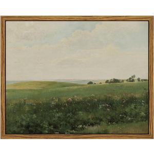 InSimSea Framed Canvas Wall Art Prints, Vintage Grassland Art Painting, Landscape Decor for Living Room Bedroom Hallway Shelf, Country Rustic Nature Decor, 8"x10" (Field)
