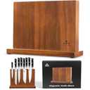 Magnetic Knife Block, Universal Knife Holder Stand with Strong Enhanced Magnets for Safe and Multifunctional Knife Storage, 12.5-In Acacia Wood Knife Holder for Home Kitchen