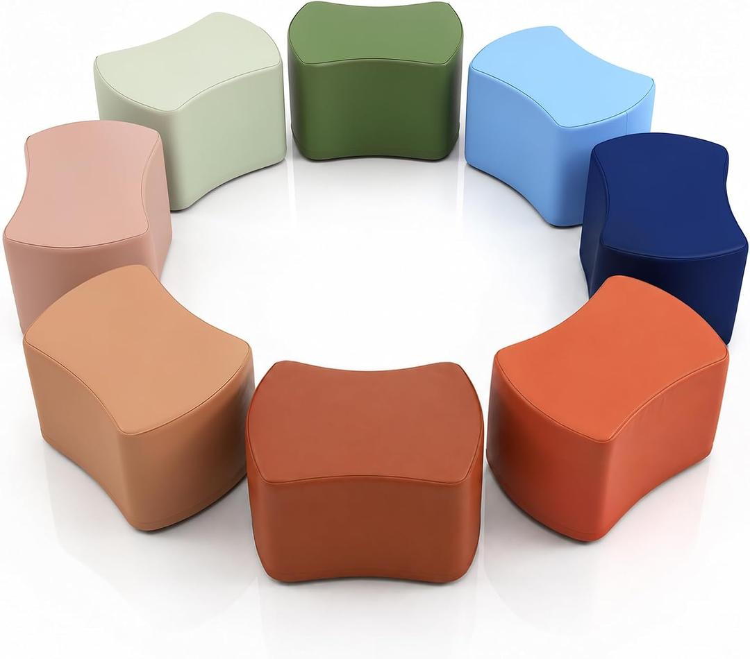 Juexica 8 Pcs Toddler Modular Stool Set, Flexible Seating for Classroom, 14.5 x 10 x 10 inches