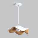 Modern Simple Resin Lotus Leaf Pendant Lamp Screw Fixture G9 Iron Walnut Grain Bedroom Suitable for Children's Room Corridor Living Room Balcony Lamp (40cm, White)