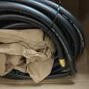Guitrees 50FT ×1 inch Heavy Duty Rubber Garden Hose - 200psi Working, 1000psi Burst - Hot/Cold Water - Five-Layered Braiding for Durability - Versatile for Gardening, Agriculture, Construction(Black)