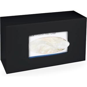 Black Glove Box Holder Dispenser Single Side Loaded Acrylic Rack for Medical, Latex, Rubber, Nitrile, and Exam - Gloves Not Included (Black, Single) 