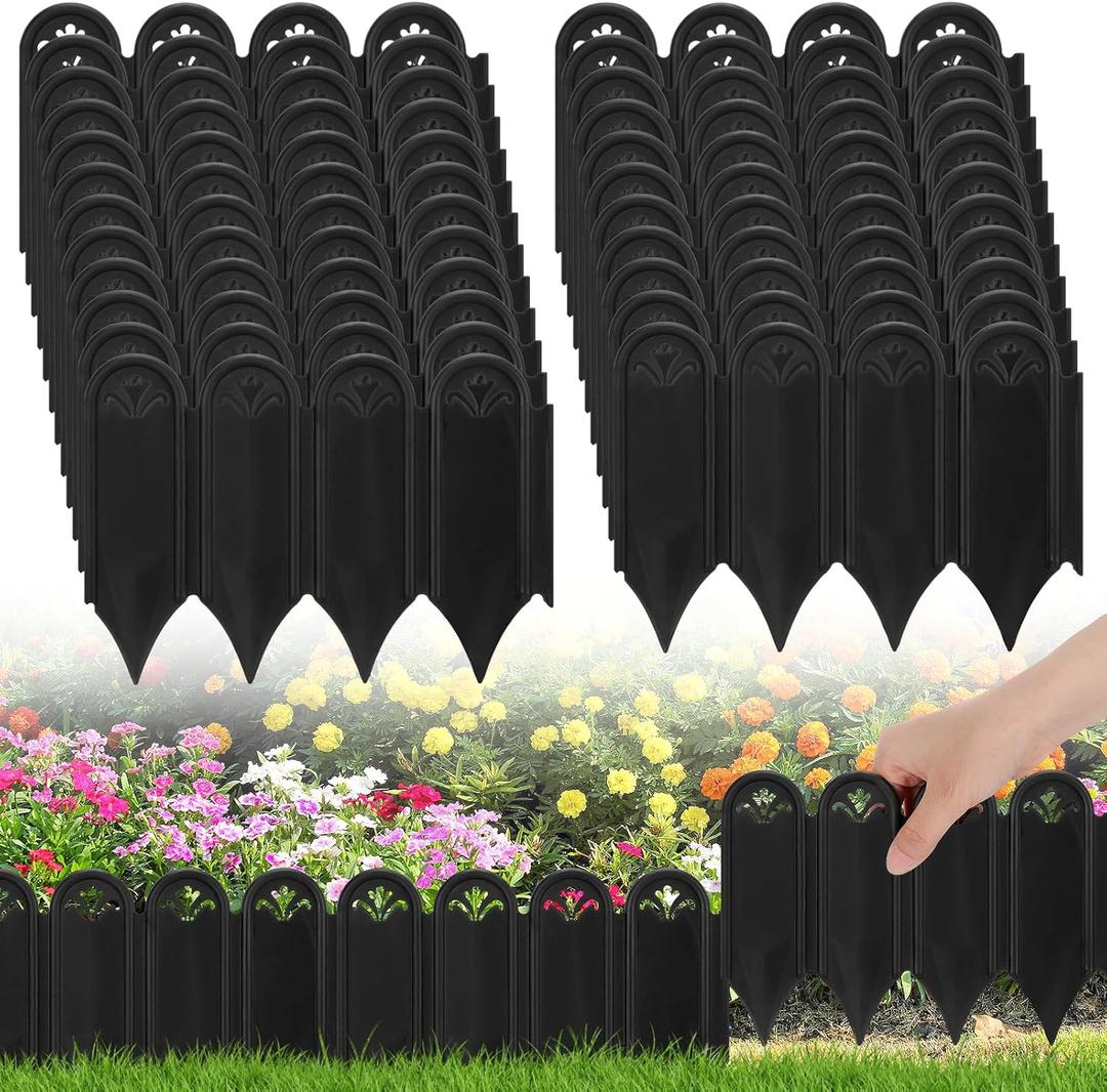 15ft Thicken Sturdy Garden Edging - 4.3in Raised & Easy to Install Plastic Flower Bed Border, Splicable Landscaping Edgings for Outdoor Yard Lawn Landscape Decorations