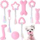 Foilswirl 9 Pack Puppy Chew Toys for Teething Puppy Teething Chew Toys for 0-6 Months Suitable for Female Small Dogs(Pink)