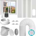 Portable Air Conditioner Window Vent Kit with 5.9 Exhaust Hose & Round AC Unit Coupler, Universal AC Vent Kit with Adapter, Adjustable Window Seal Kit for Sliding Window