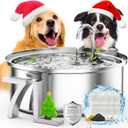 oneisall Dog Water Fountain, 7L/230oz/1.8G Quiet Dog Fountain Water Bowl, Stainless Steel Dog Water Fountain with Visual Water Level&Triple Filtration for Large Medium Small Breed Dogs Pets