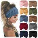 Jesries 10 PCS Women Headbands African Wide Hair Wrap Extra Turban Head Bands for Lady Large Sport Workout Stretch Non-slip Big Hair Bands (Pink)