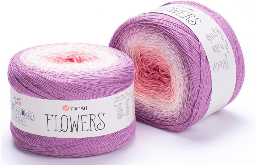 Yarn Art YarnArt Flowers Yarn 55% Cotton 45% Acrylic 250gr 1094yds Multicolor Cotton Yarn Rainbow Crochet Yarn Spring Summer - 1 Fine Sport Skein (305)
