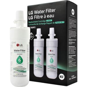 LG LT700P2 6-Month / 200 Gallon Refrigerator Replacement Water Filter, 2 Count (Pack of 1), White