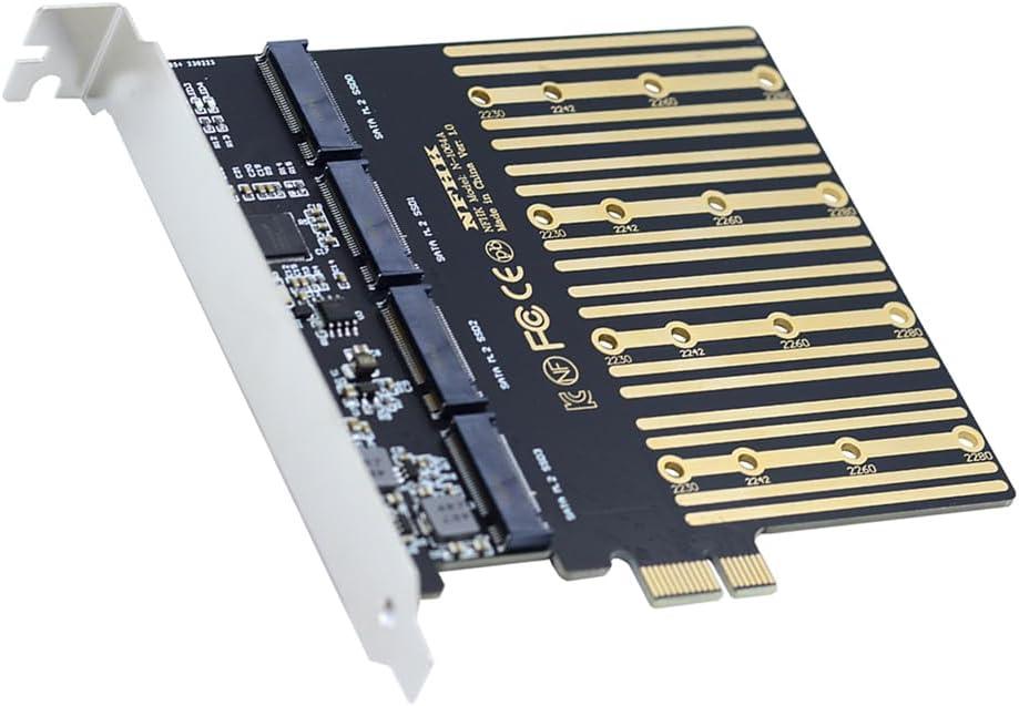 NFHK Four SATA NGFF Key B+M SSD to PCI-E 1x Mainboard Desktop Adapter Converter SSD Card ASM1064 2280