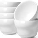 LE TAUCI Bouillon Cups 8 Ounce, Ice Cream Bowls, Small Bowls for Dessert Soup Chili Dipping Sauce Coffee Cupping - Set of 6, White
