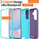 for Samsung Galaxy S24-FE Case [NOT FIT S24] with 2 Pack Tempered Glass Screen Protector, Military Grade 3-Layer Full-Body Shockproof Android Funda para Galaxy S24FE 5G, Purple (S24 FE, Purple)